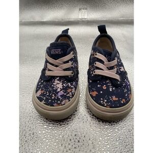 VANS Off The Wall Kids Navy Pink Orange Splatter Canvas Sneakers Lace Up US 5